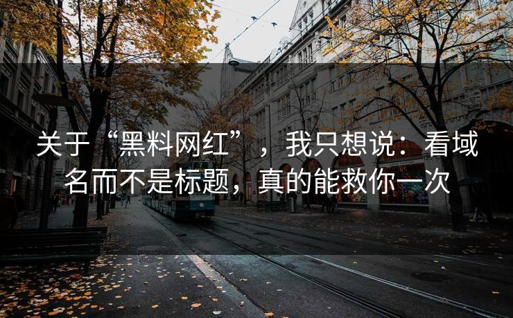 关于“黑料网红”，我只想说：看域名而不是标题，真的能救你一次