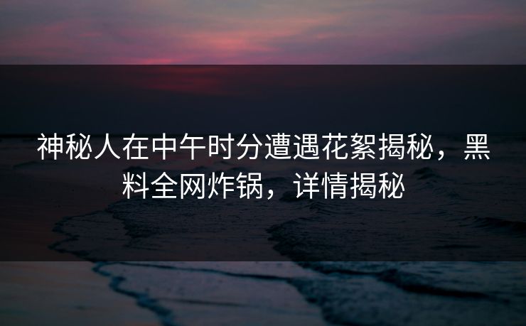 神秘人在中午时分遭遇花絮揭秘，黑料全网炸锅，详情揭秘