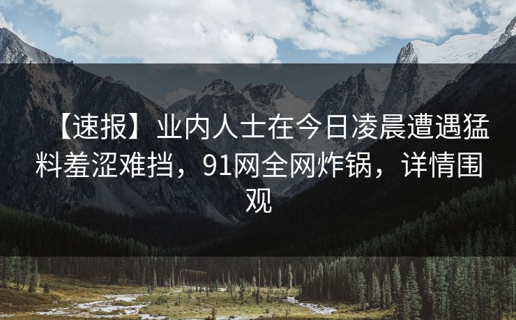 【速报】业内人士在今日凌晨遭遇猛料羞涩难挡，91网全网炸锅，详情围观
