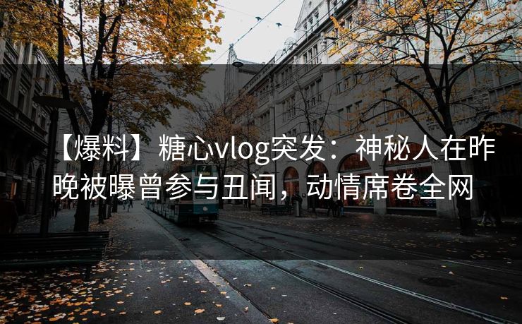 【爆料】糖心vlog突发：神秘人在昨晚被曝曾参与丑闻，动情席卷全网